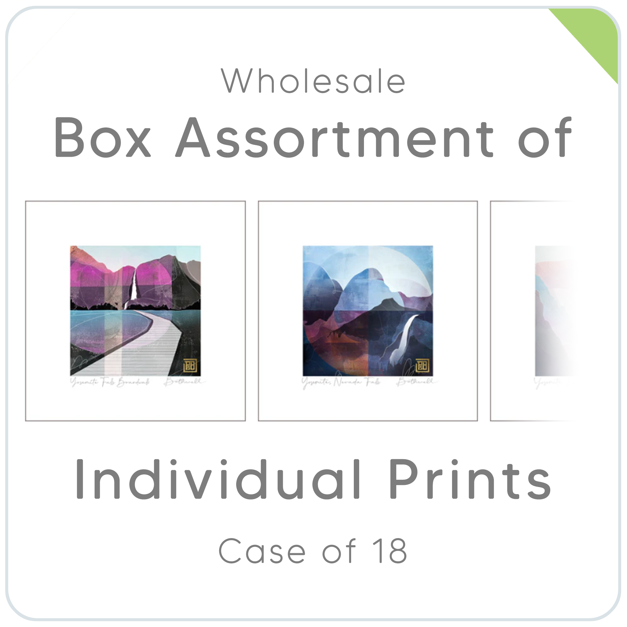 Assortment of Individual Prints (Case of 18) - $119